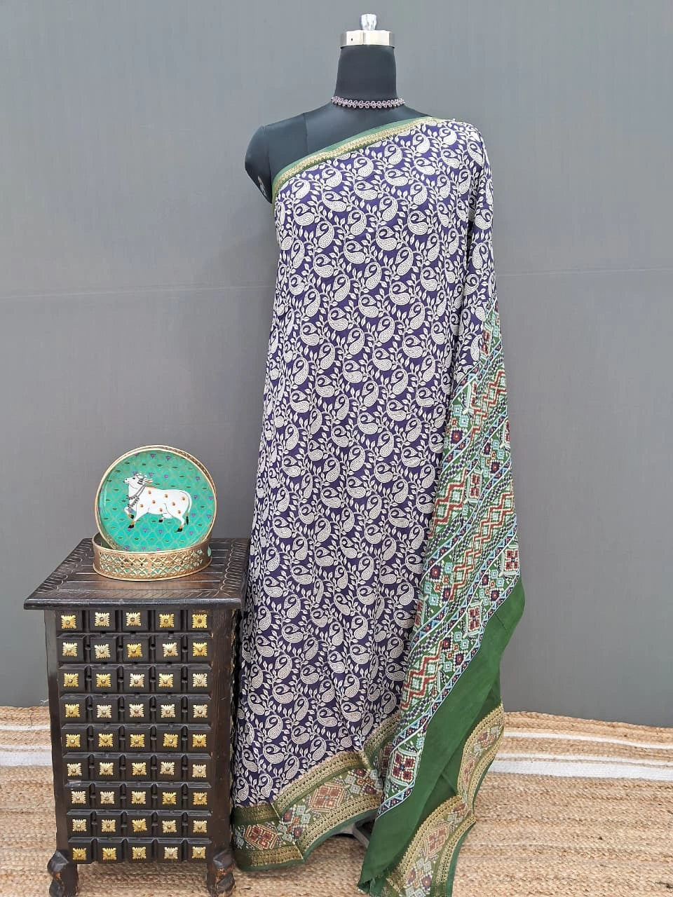 Blue Pure Moonga Silk Saree