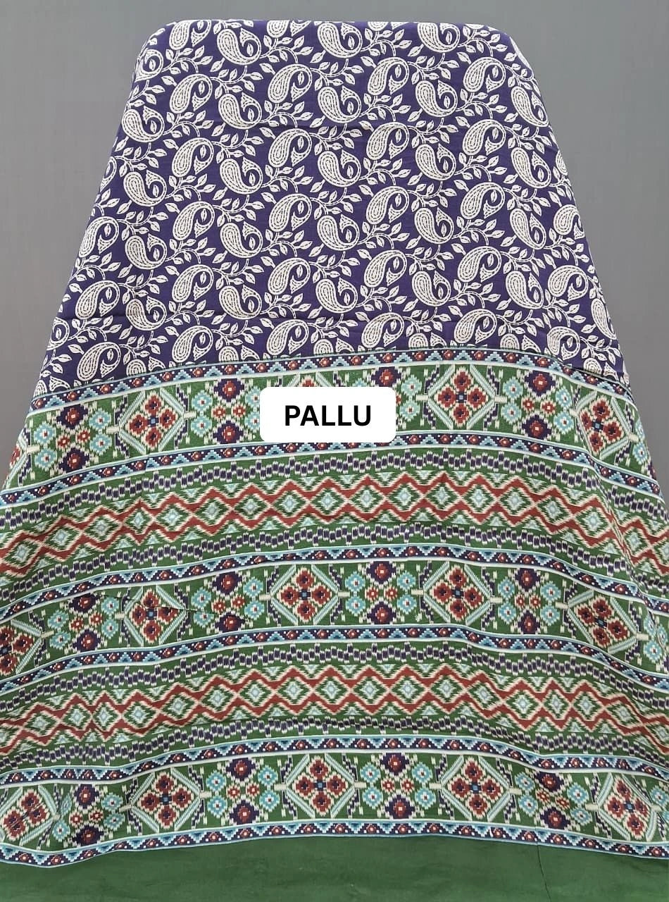 Blue Pure Moonga Silk Saree pallu