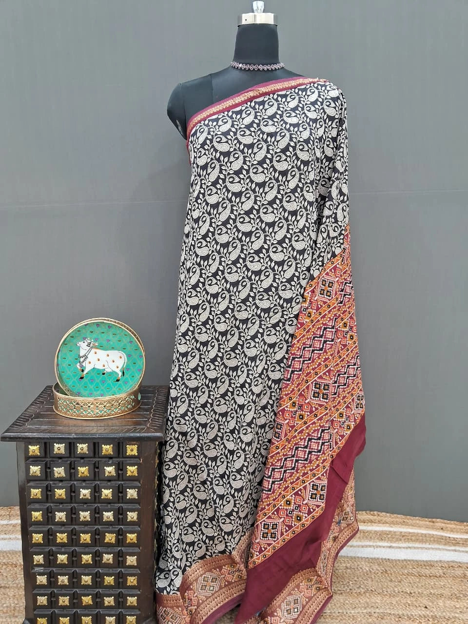 Black Moonga Silk Saree