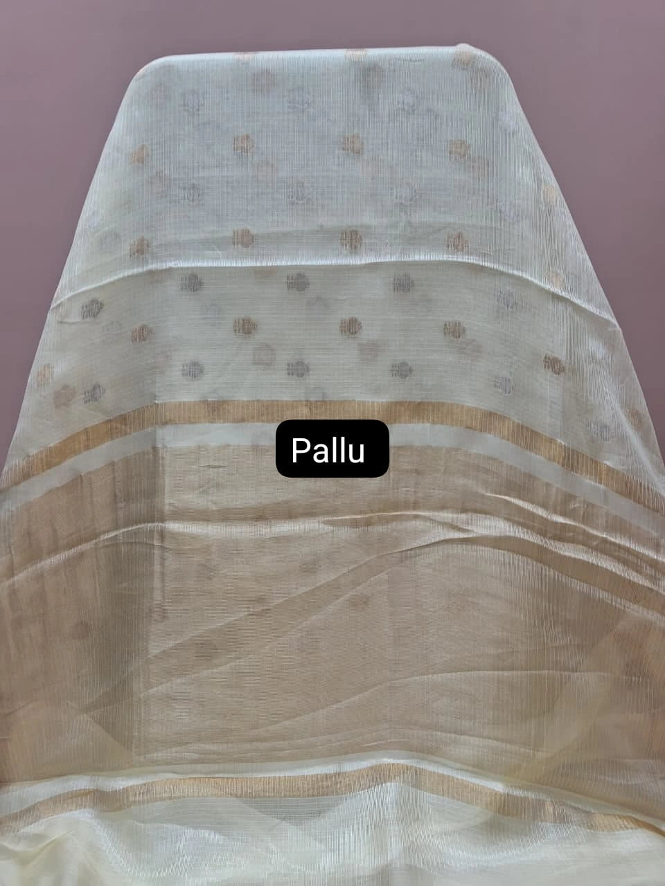 Off-white pure silk Kota saree pallu