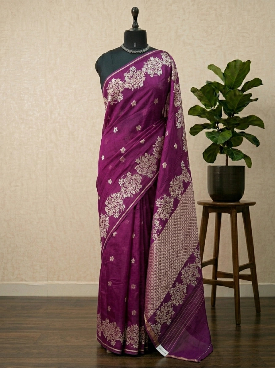 Wine pure silk Kota saree