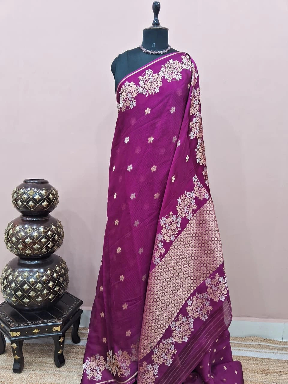 Wine pure silk Kota saree