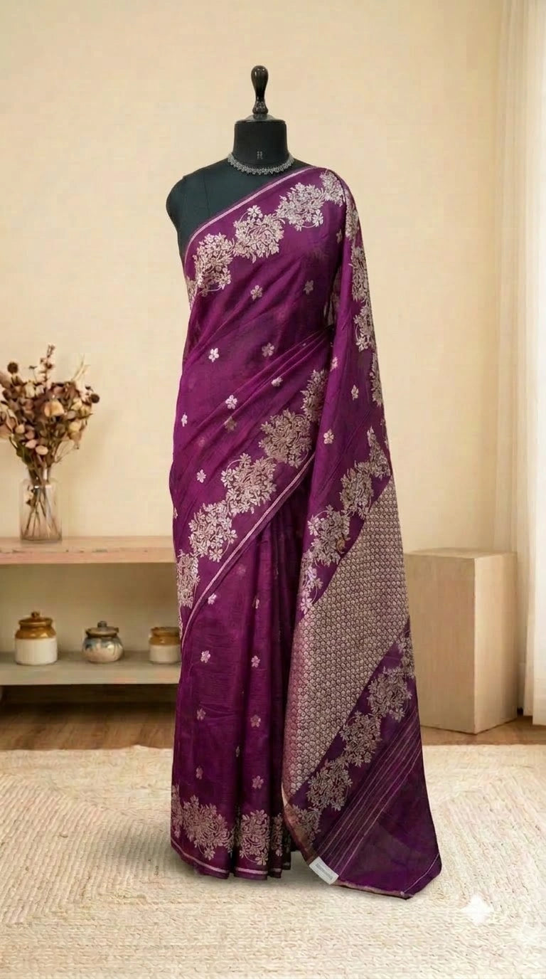 Wine pure silk Kota saree