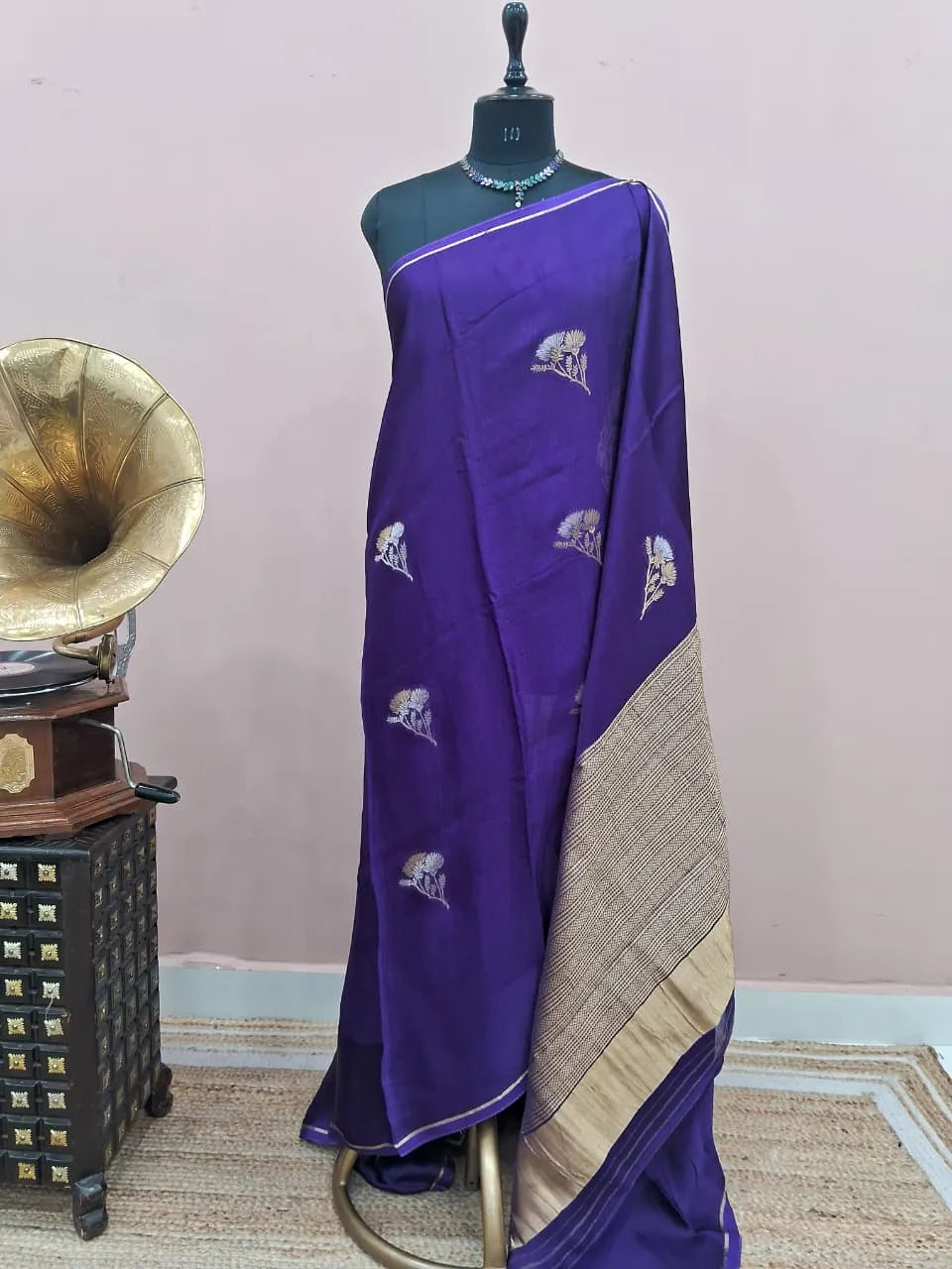 Dark Purple Pure Silk Kota Saree