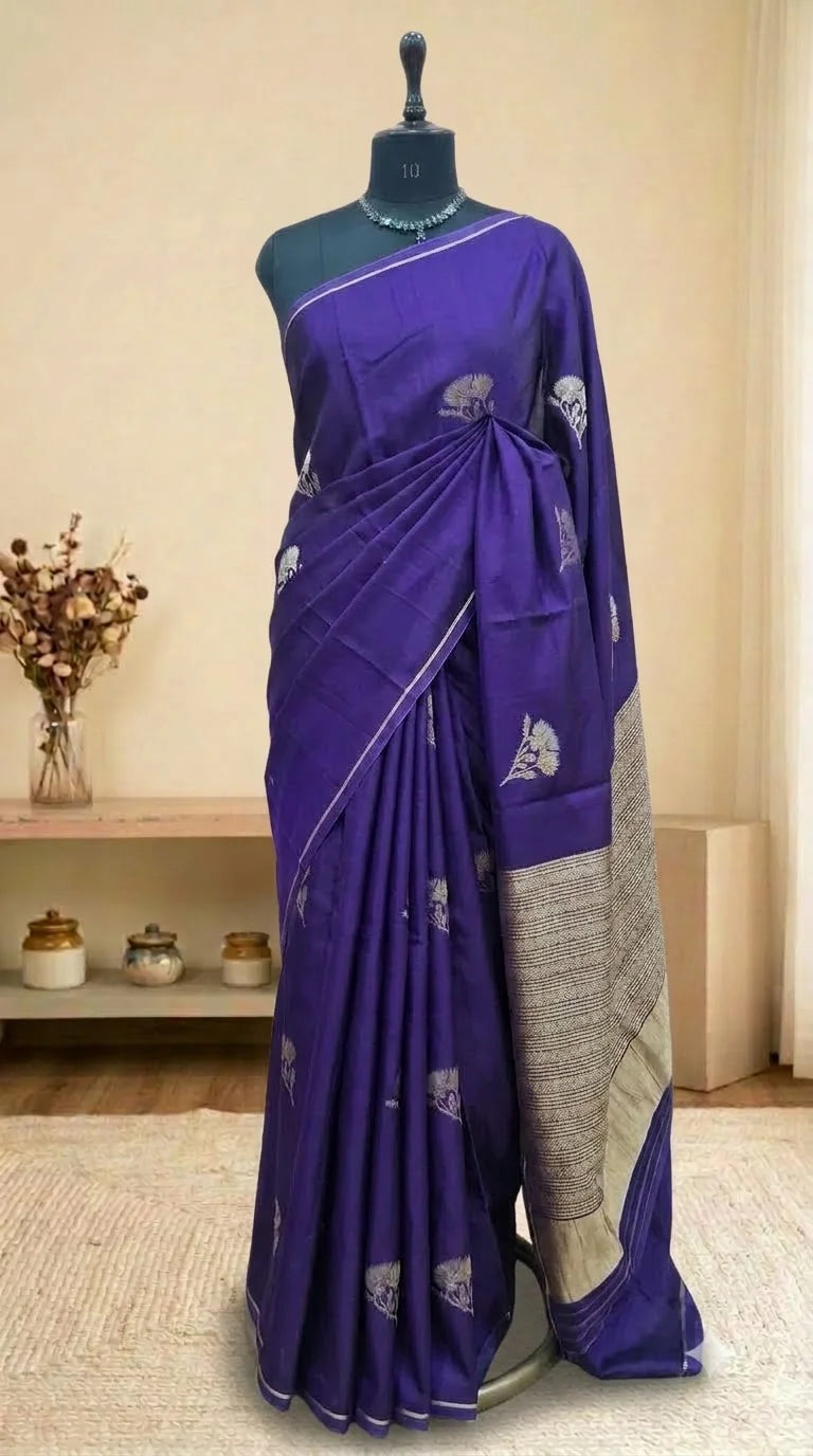 Dark Purple Pure Silk Kota Saree