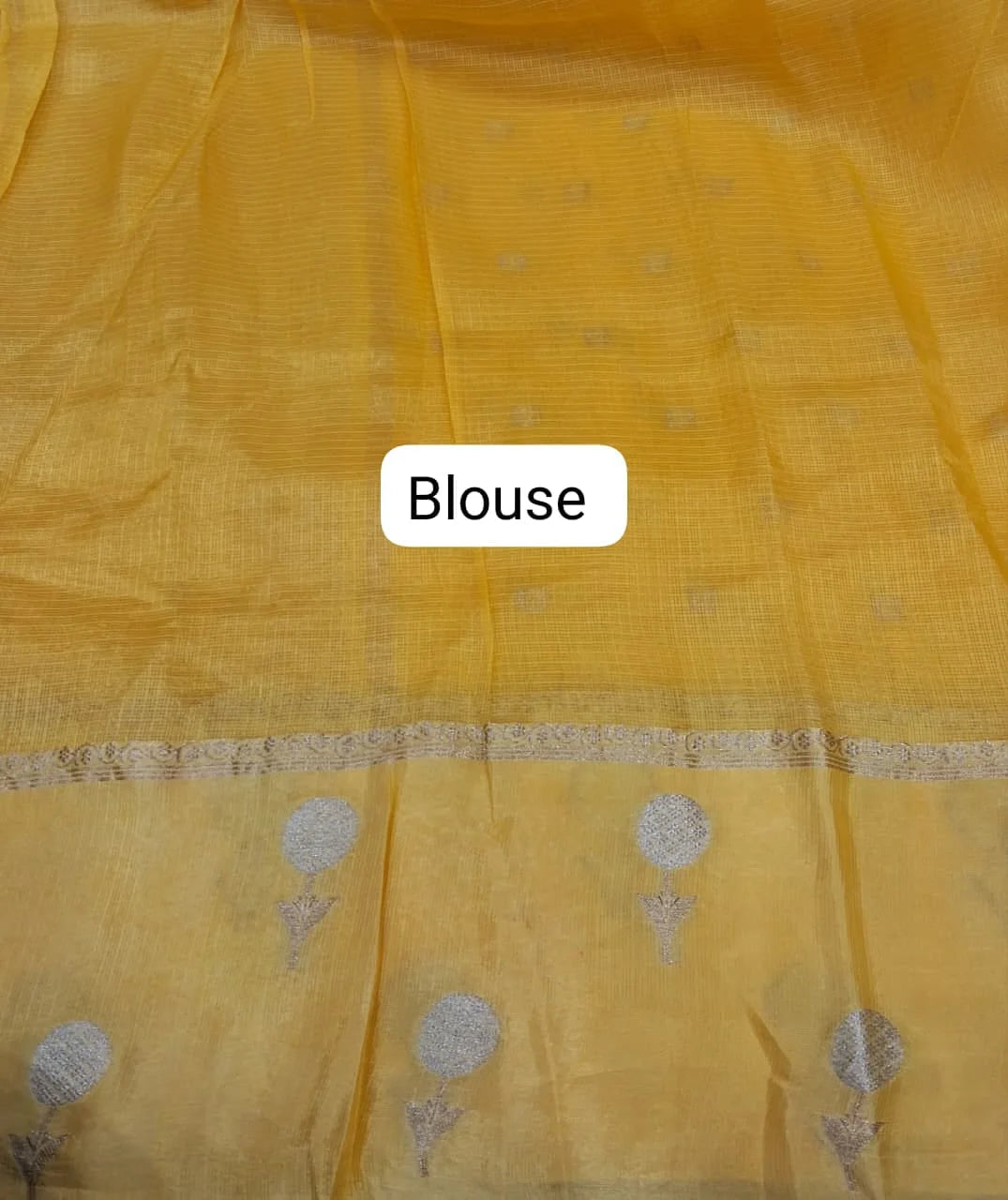 Light Yellow Pure Silk Kota Saree Blouse