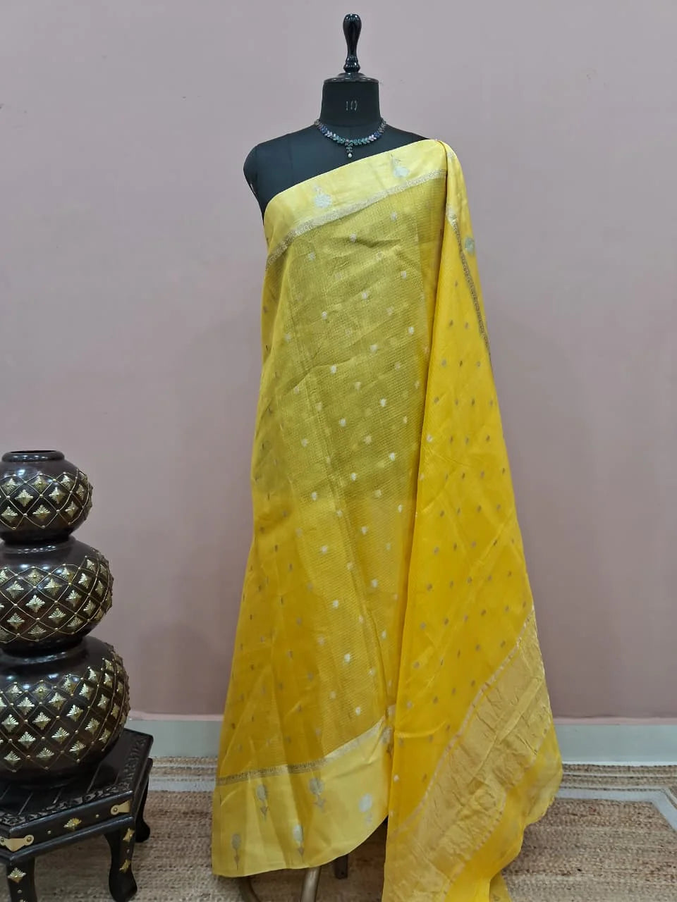 Light Yellow Pure Silk Kota Saree 
