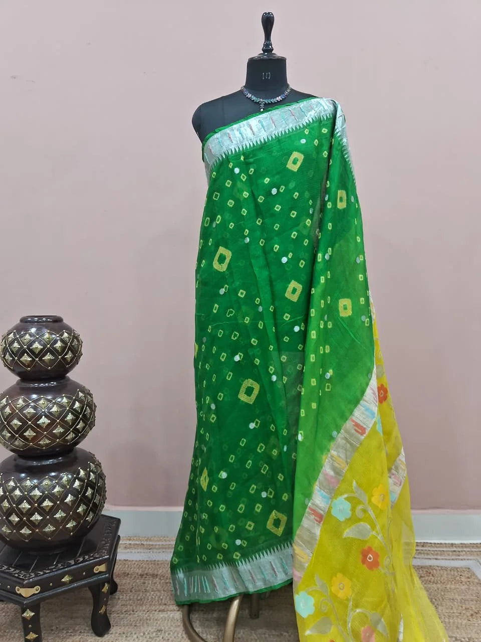 Dark Green Pure Silk Kota Saree