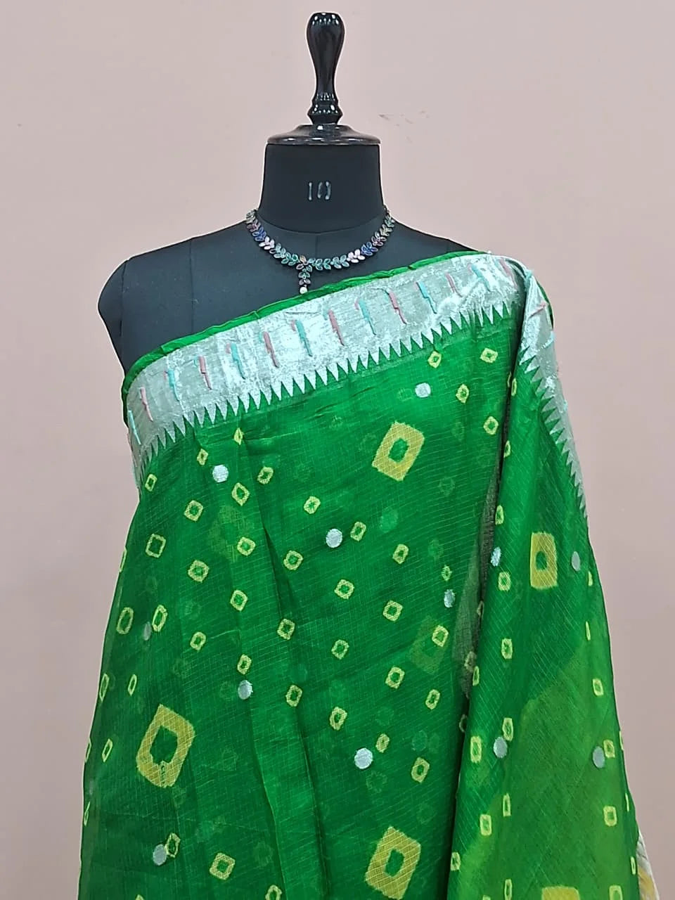 Dark Green Pure Silk Kota Saree 1