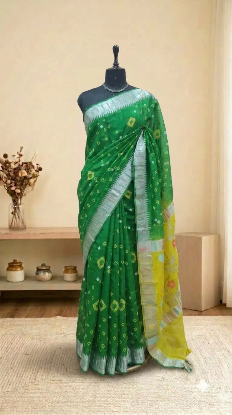 Dark Green Pure Silk Kota Saree