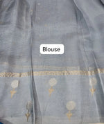 Grey Pure Silk Kota Saree Blouse