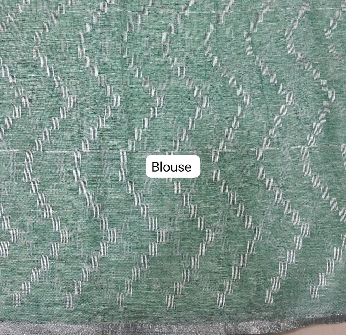 Mint Green Pure Linen Saree Blouse