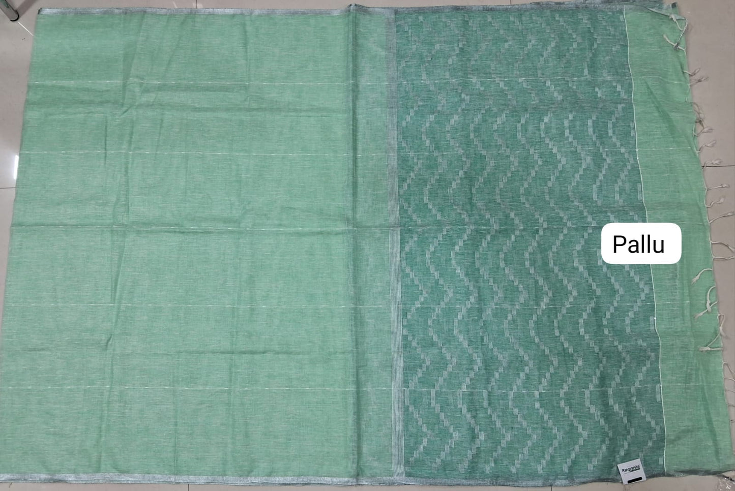 Mint Green Pure Linen Saree Pallu