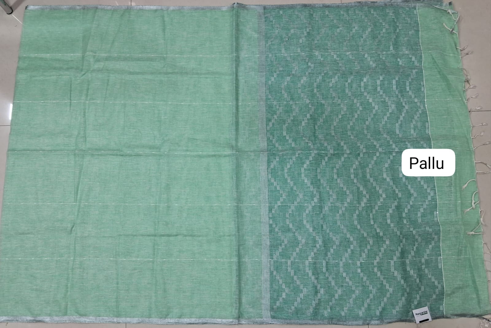 Mint Green Pure Linen Saree Pallu