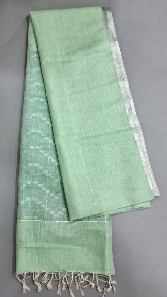 Mint Green Pure Linen Saree