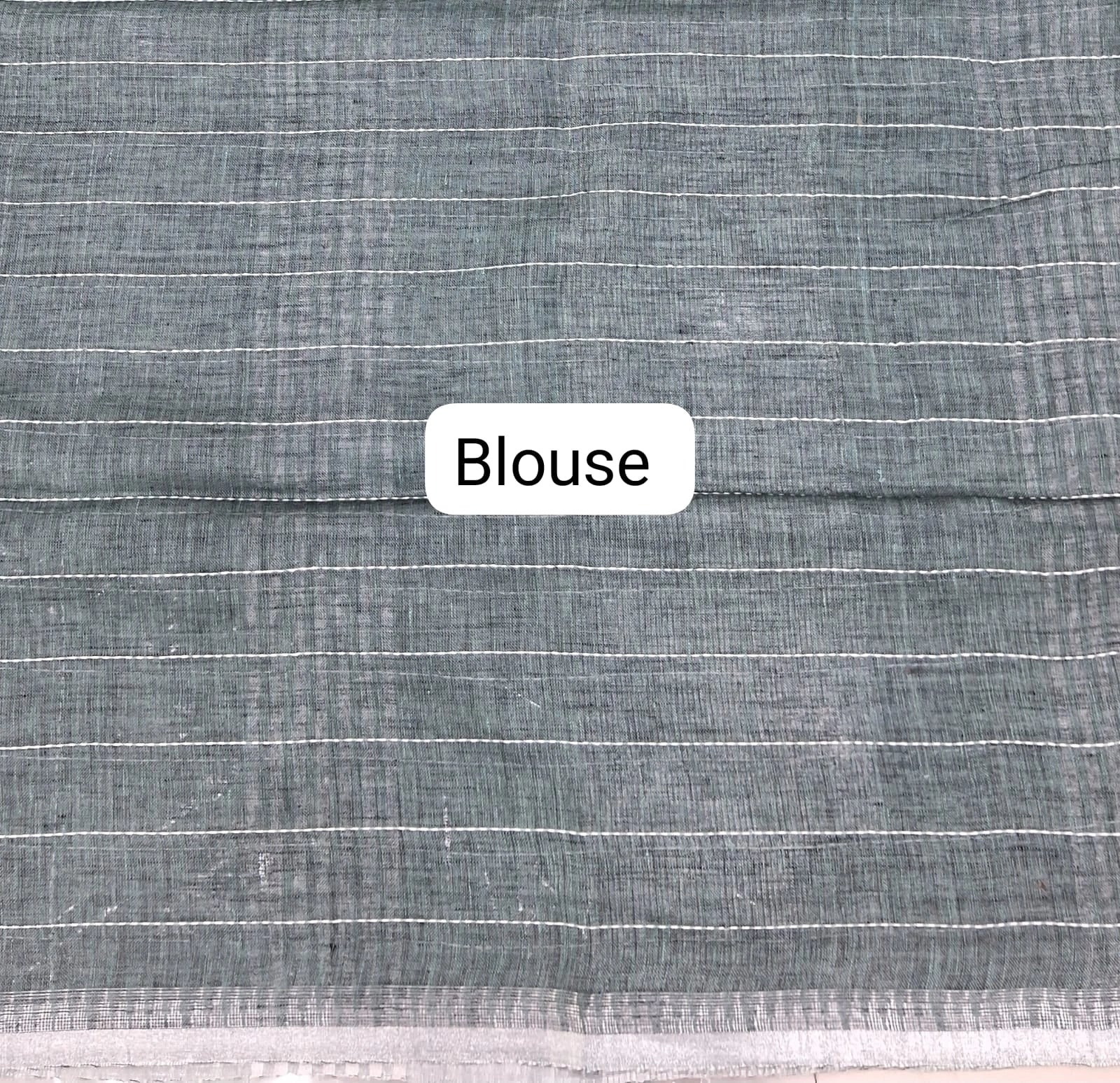 Dark Green Pure Linen Saree blouse