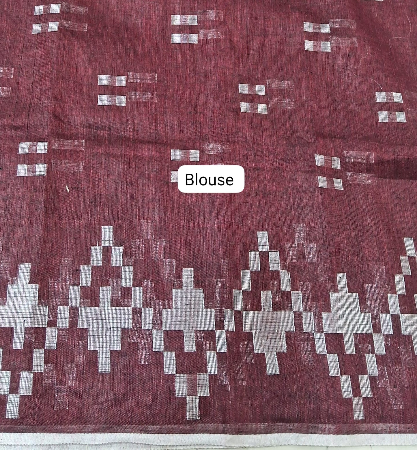 Maroon Pure Linen Saree  Blouse