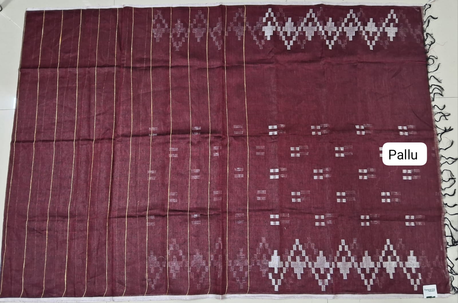 Maroon Pure Linen Saree Pallu