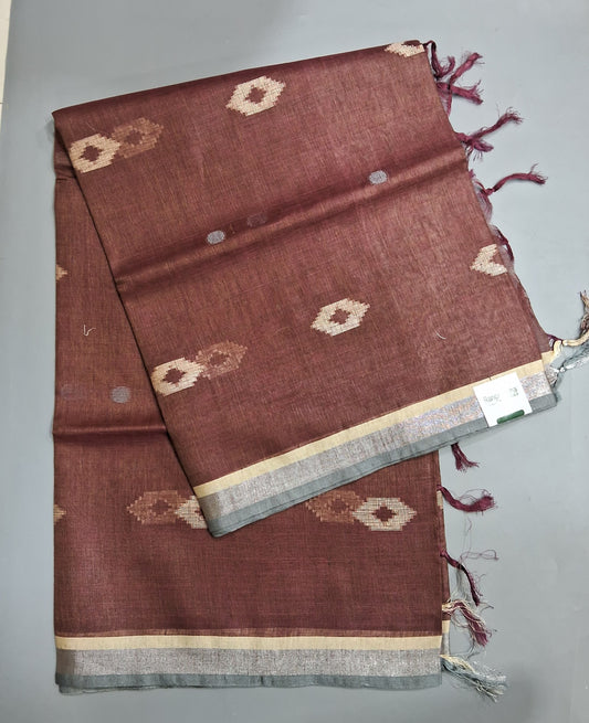 Coffee Brown Pure Linen Saree