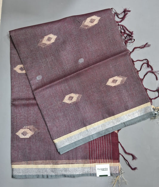 Snuff Pure Linen Saree