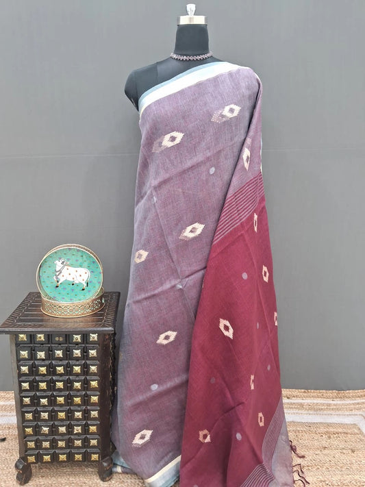Snuff Pure Linen Saree 