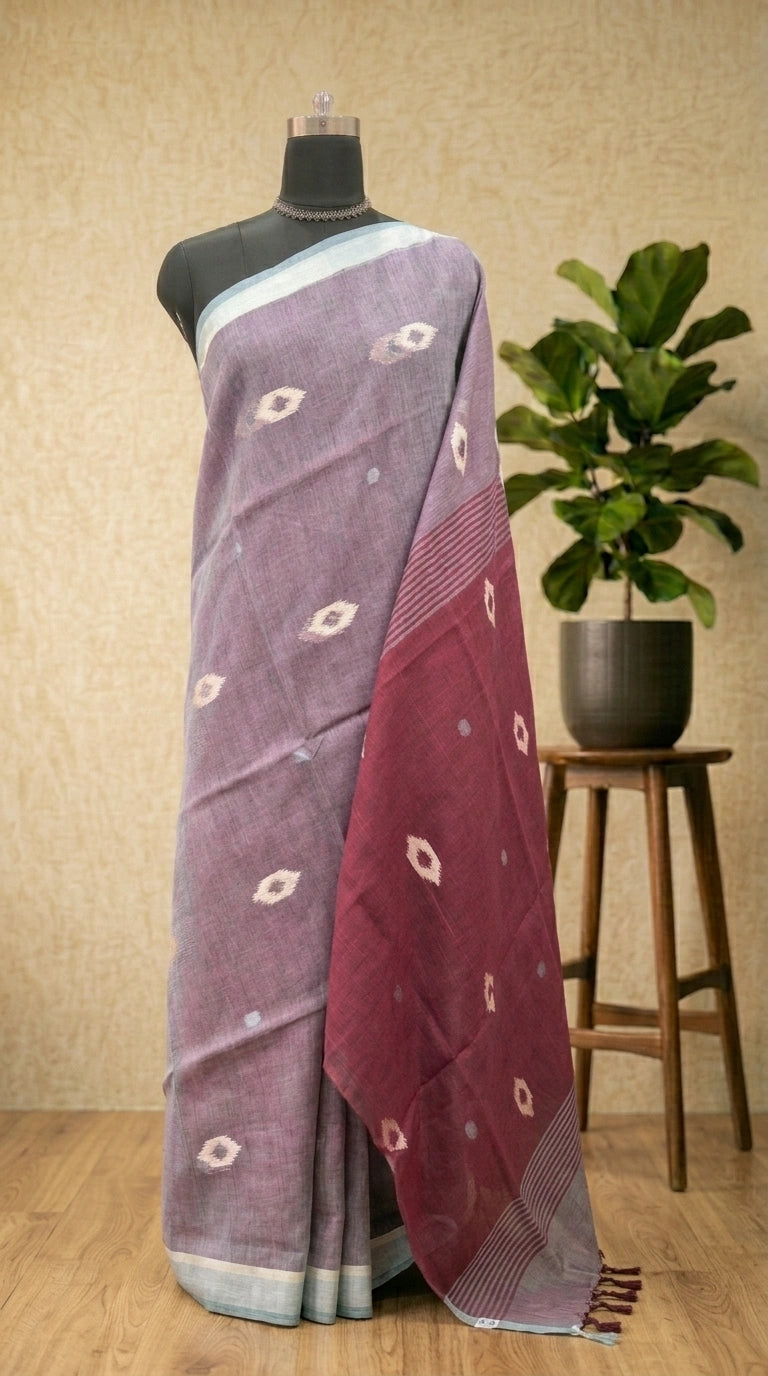 Snuff Pure Linen Saree 