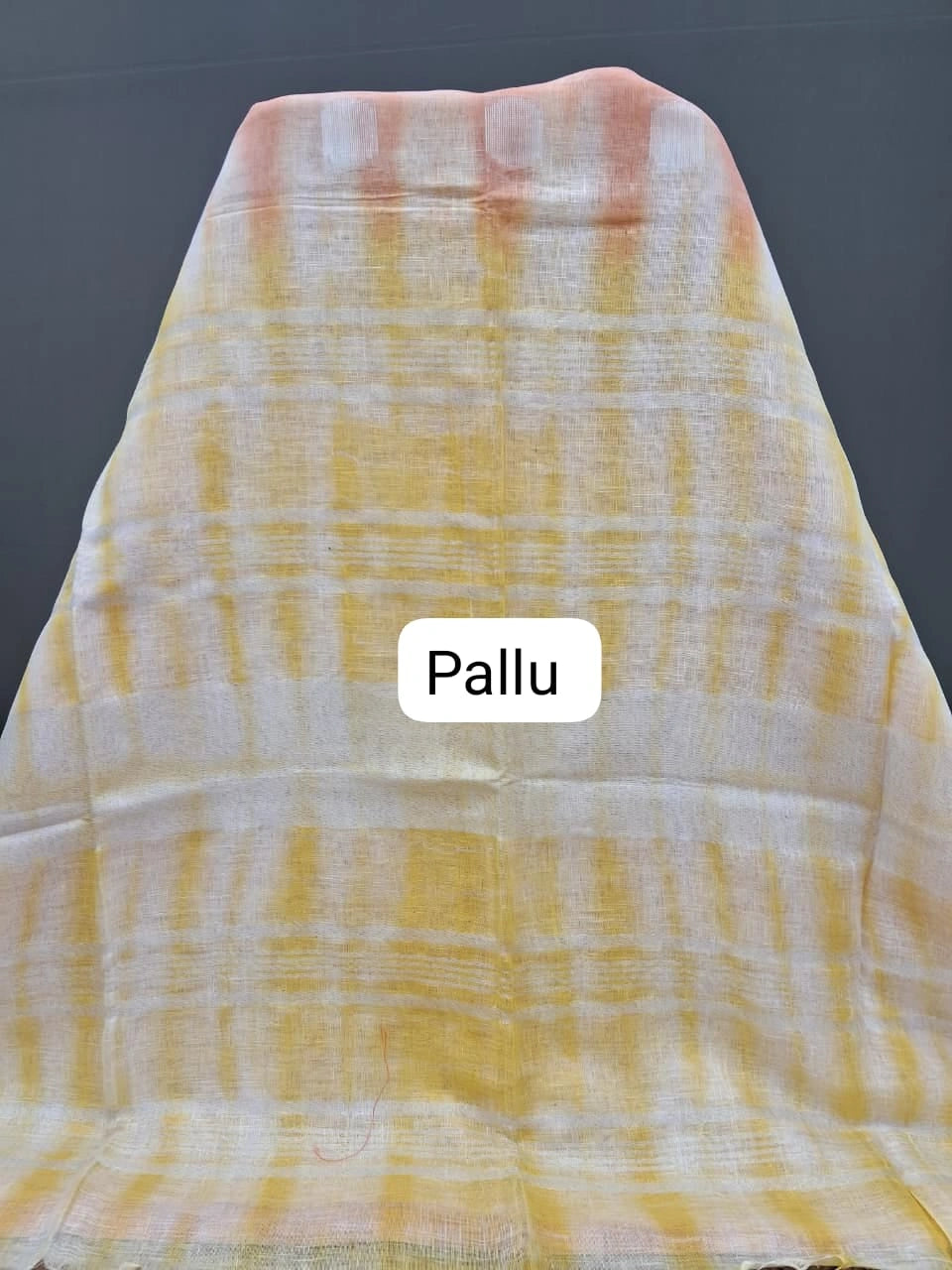 Peach Pure Linen Saree pallu