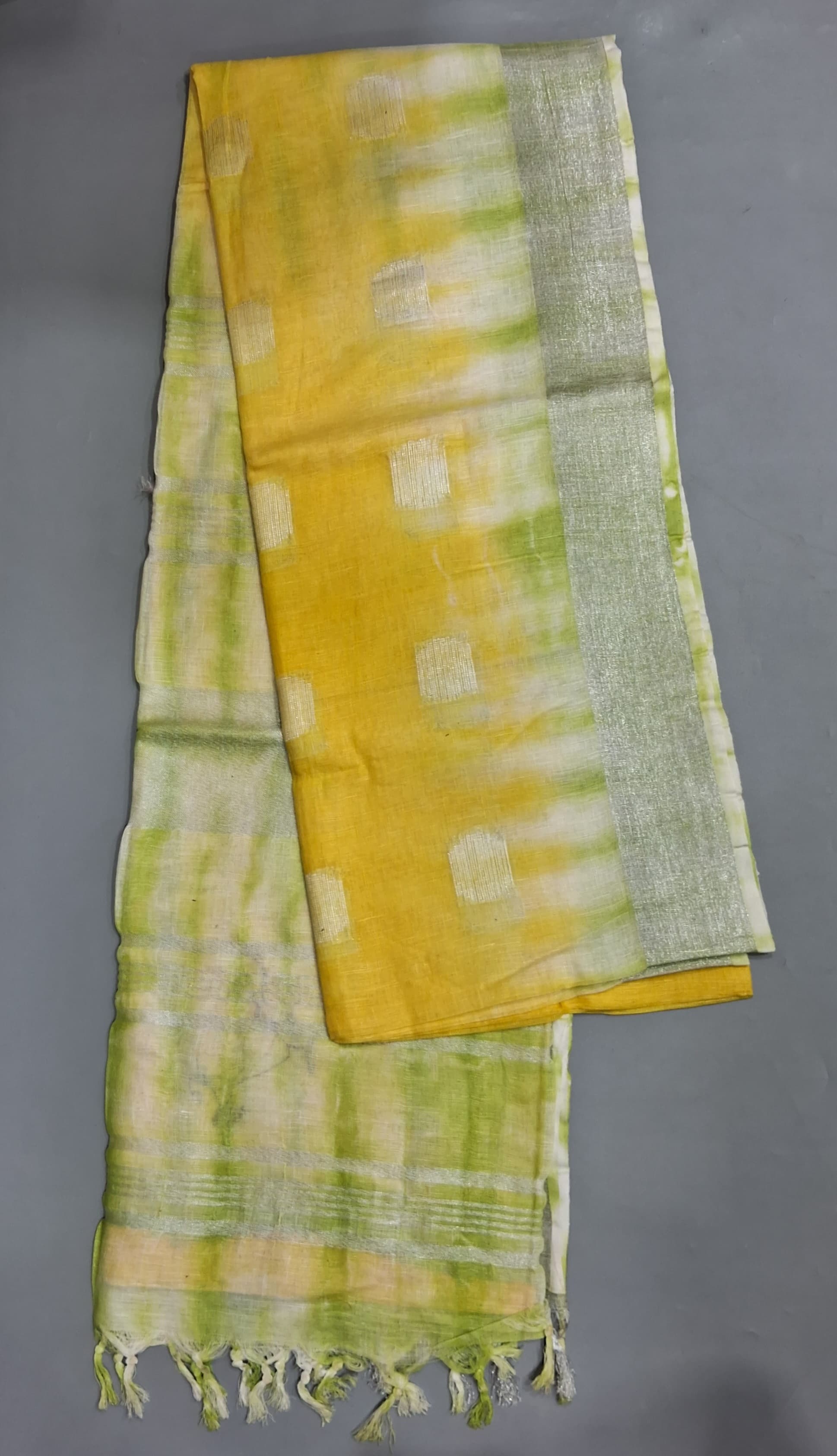 Lemon Yellow Pure Linen Saree