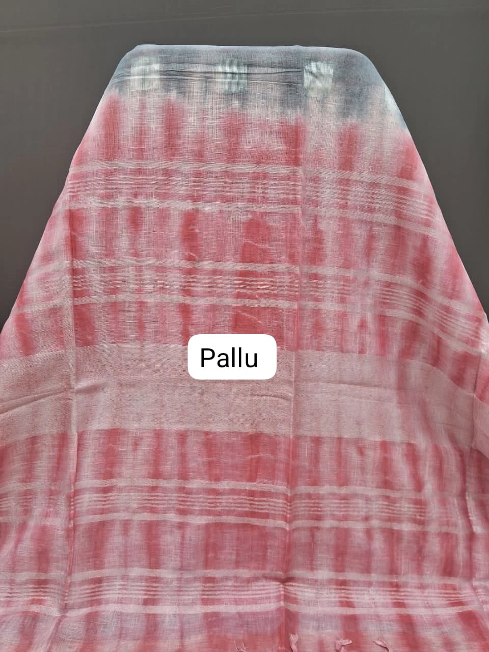 Grey Pure Linen Saree pallu