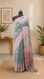 Grey Pure Linen saree