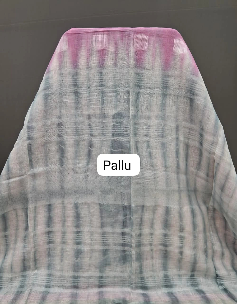 Pink Pure Linen Saree pallu