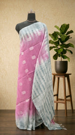 Pink Pure Linen Saree 