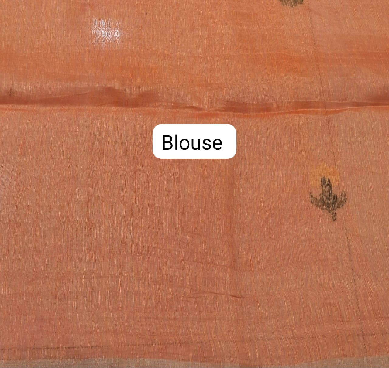 Tangerine Orange Pure Silk Linen Saree Blouse