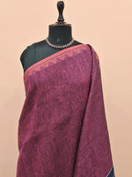 Wine Shaded Pure Linen Saree 1