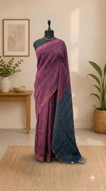 Wine Shaded Pure Linen Saree 