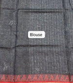 Black Pure Linen Saree Blouse