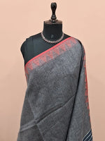 Grey Shaded Pure Linen Saree 1