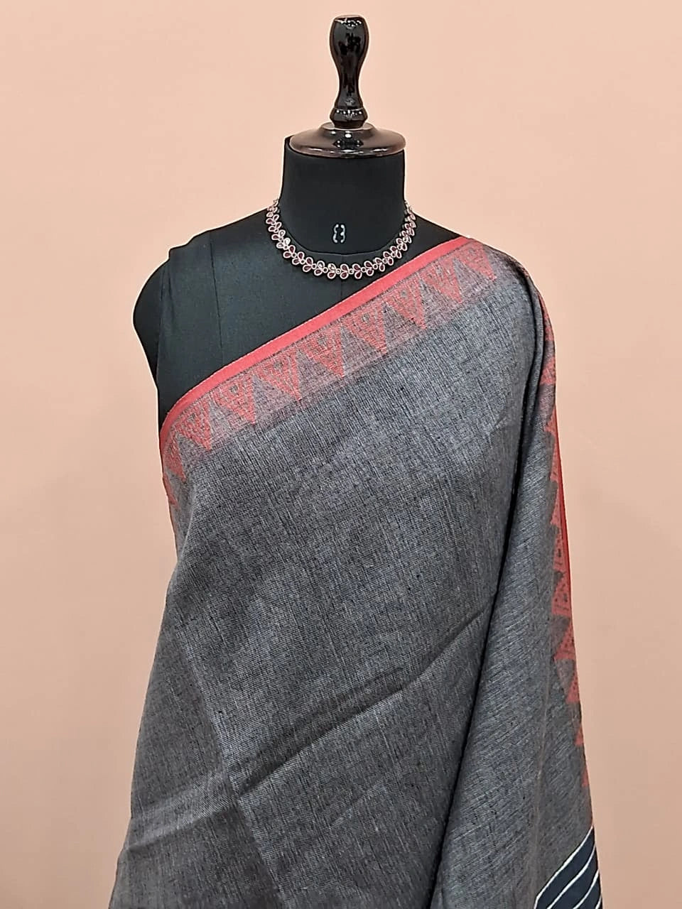Grey Shaded Pure Linen Saree 1