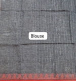 Grey Shaded Pure Linen Saree Blouse