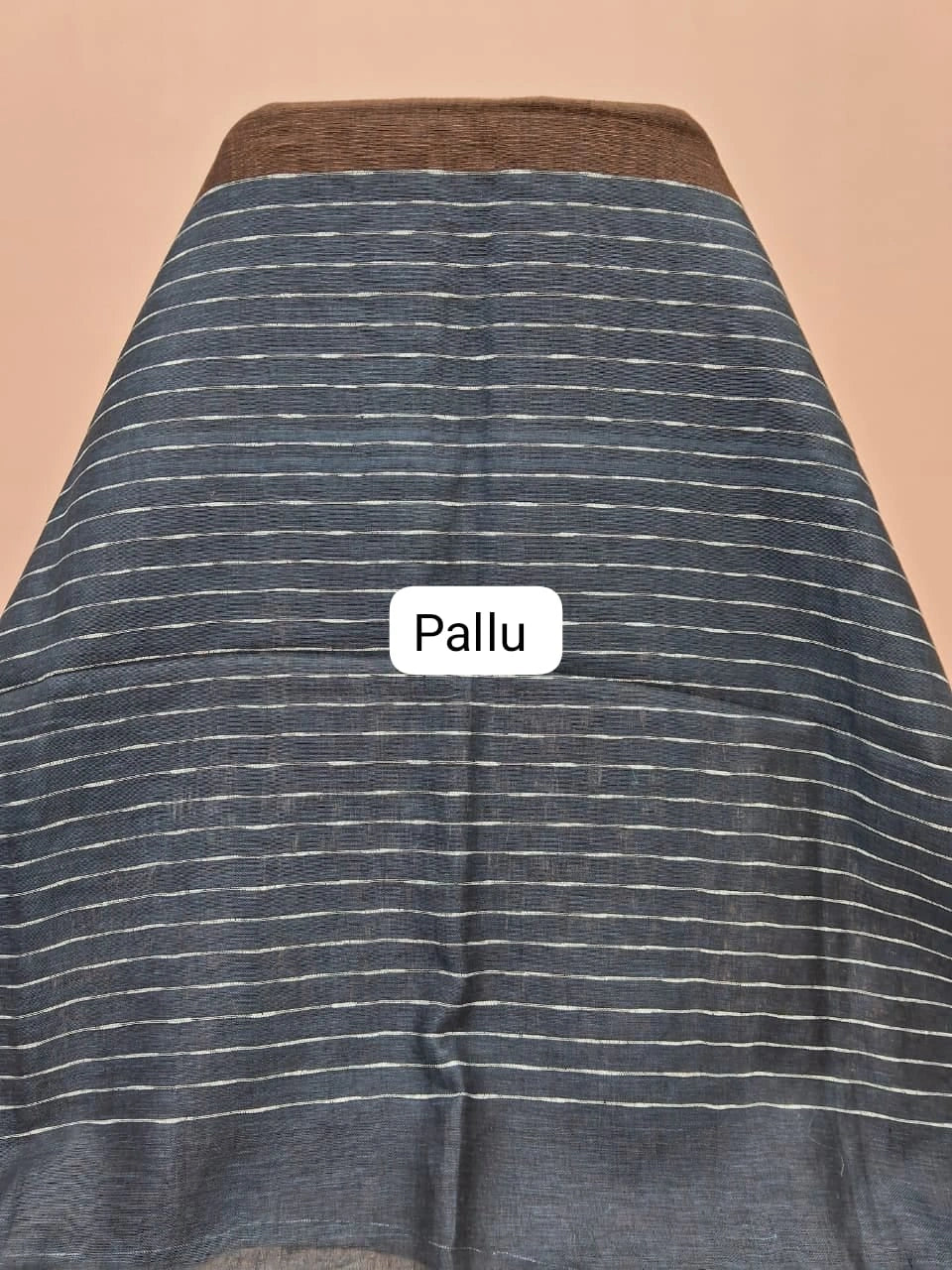 Copper Brown Shaded Pure Linen Saree Pallu