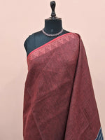 Dark Maroon Shaded Pure Linen Saree 1