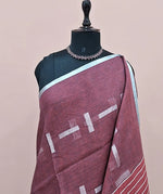 Rich Maroon Pure Linen Cotton Saree 1