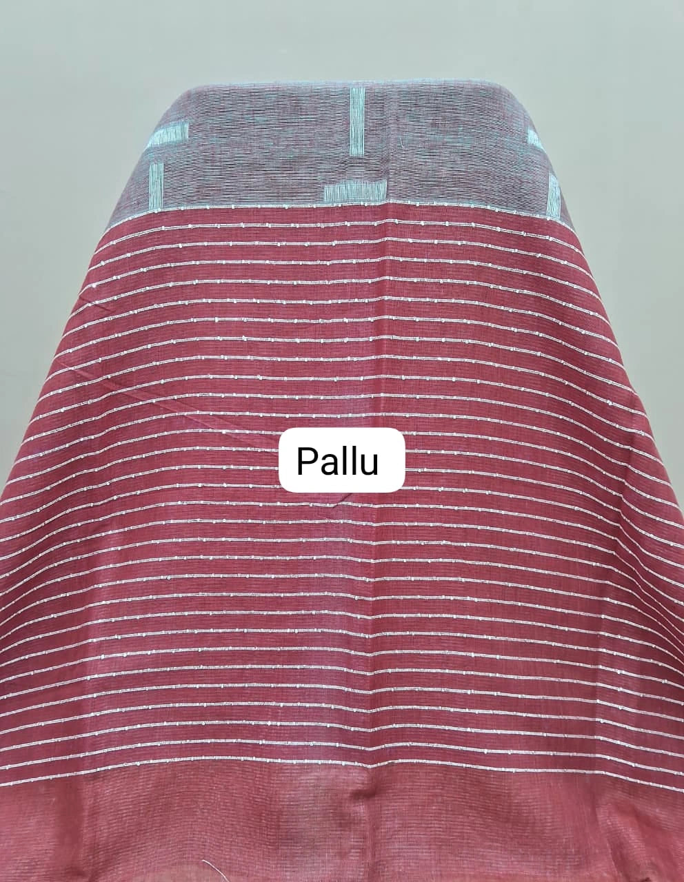 Dusty Grey Pure Linen Cotton Saree Pallu