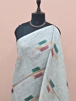 Muted Grey Pure Linen Saree 1