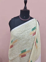 Light Pista Green Pure Linen Saree 1