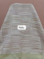 Light Pista Green Pure Linen Saree pallu