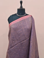 Mauve Brown plain Pure Linen Saree 1