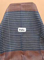 Mauve Brown plain Pure Linen Saree Pallu