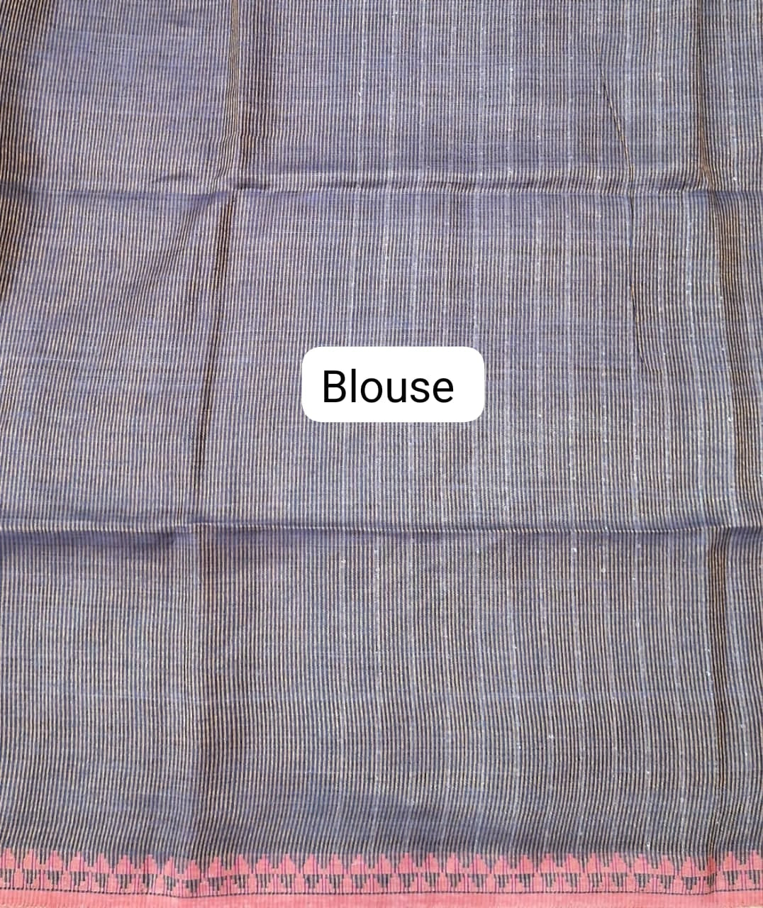 Mauve Brown plain Pure Linen Saree Blouse