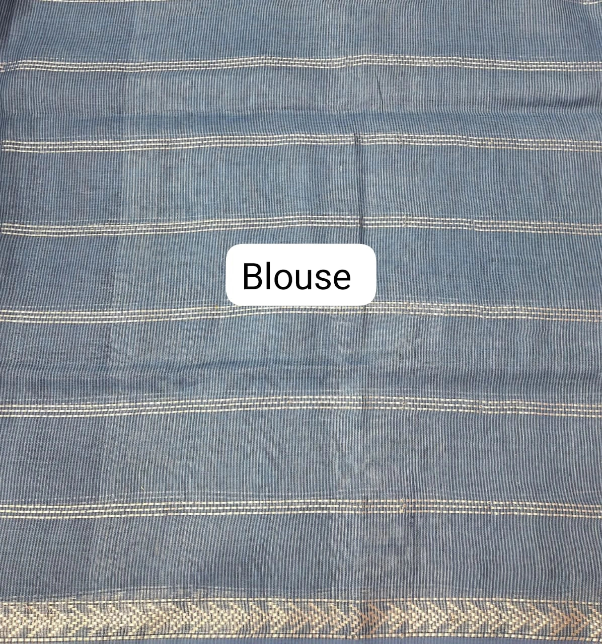 Steel Blue Pure Linen Saree Blouse